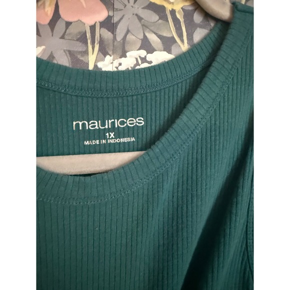 Maurices Ribbed Tank Top Teal Green Sleeveless Racerback Plus Size 1X - Picture 2 of 5